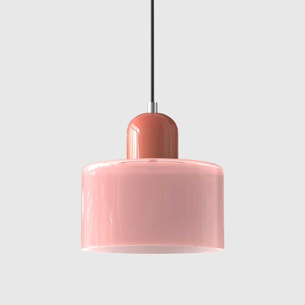 Geometric Glass Pendant Light, Colored Bauhaus Shade, Kitchen Island Lamp