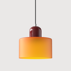 Geometric Glass Pendant Light, Colored Bauhaus Shade, Kitchen Island Lamp
