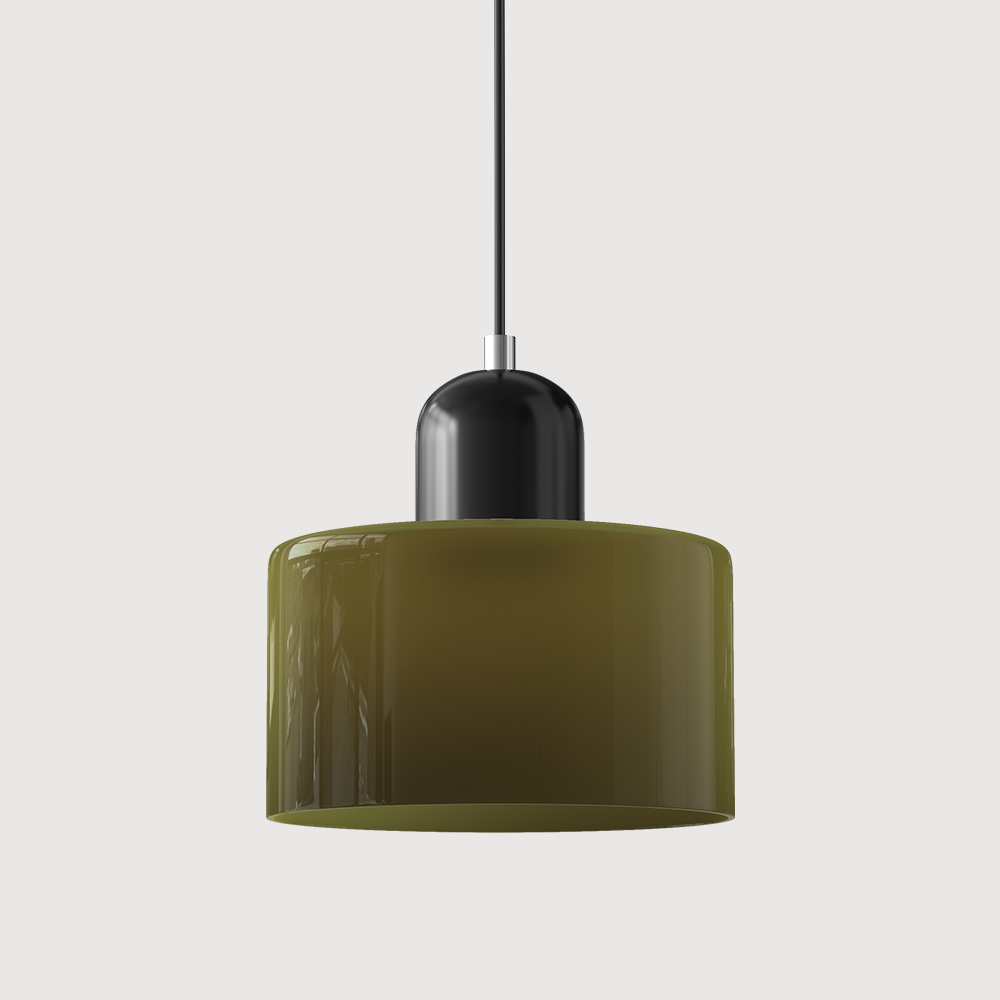 Geometric Glass Pendant Light, Colored Bauhaus Shade, Kitchen Island Lamp