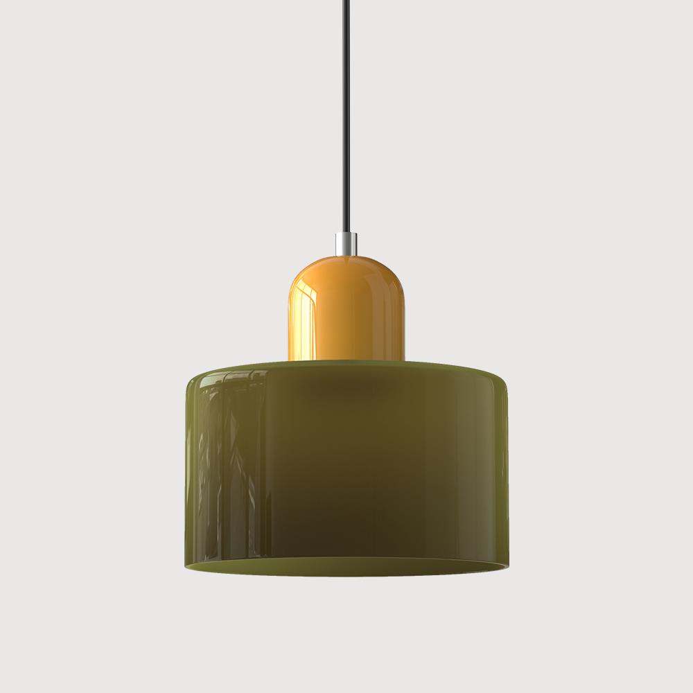 Geometric Glass Pendant Light, Colored Bauhaus Shade, Kitchen Island Lamp