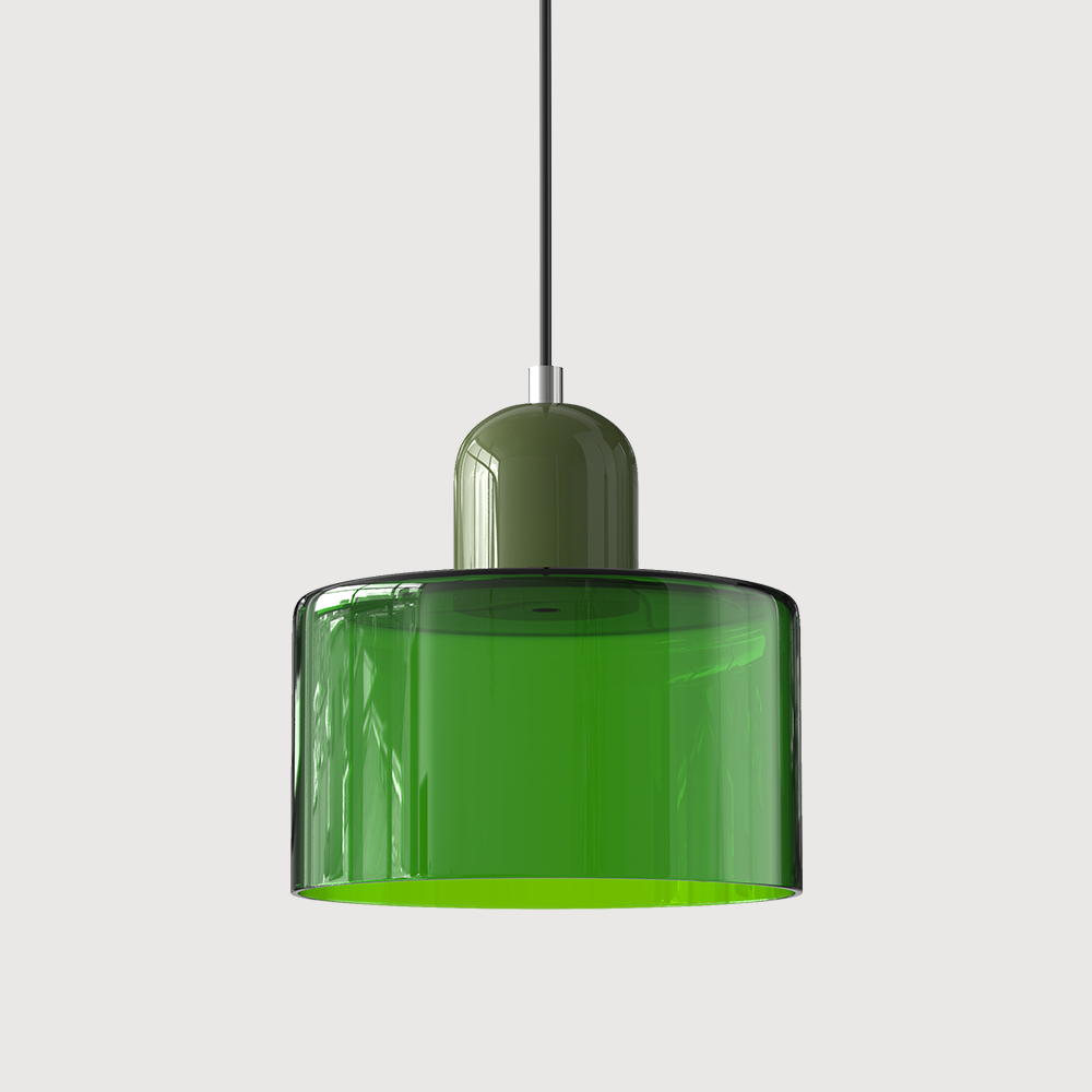 Geometric Glass Pendant Light, Colored Bauhaus Shade, Kitchen Island Lamp