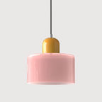 Geometric Glass Pendant Light, Colored Bauhaus Shade, Kitchen Island Lamp
