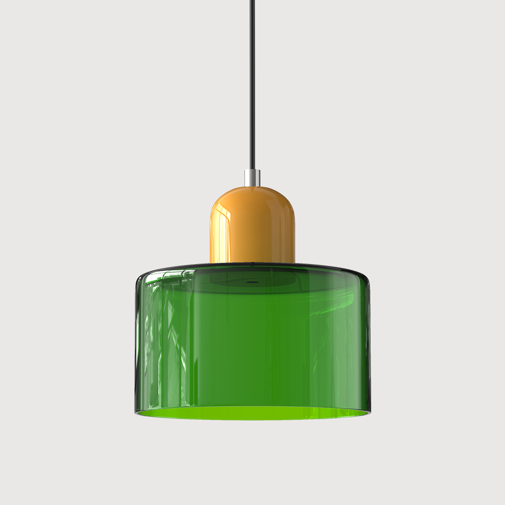 Geometric Glass Pendant Light, Colored Bauhaus Shade, Kitchen Island Lamp