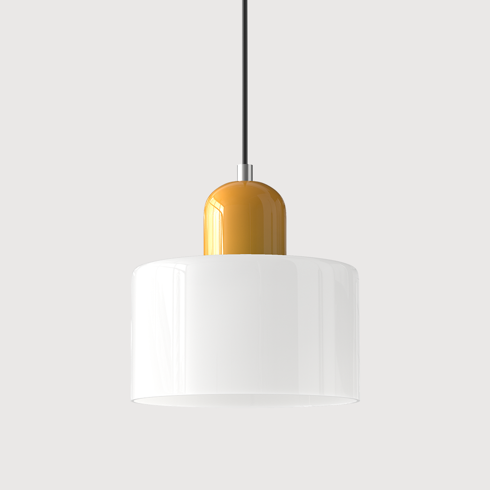 Geometric Glass Pendant Light, Colored Bauhaus Shade, Kitchen Island Lamp