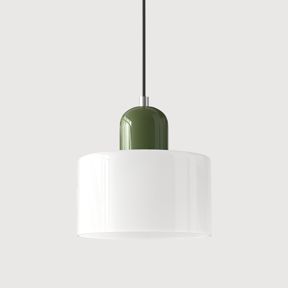 Geometric Glass Pendant Light, Colored Bauhaus Shade, Kitchen Island Lamp