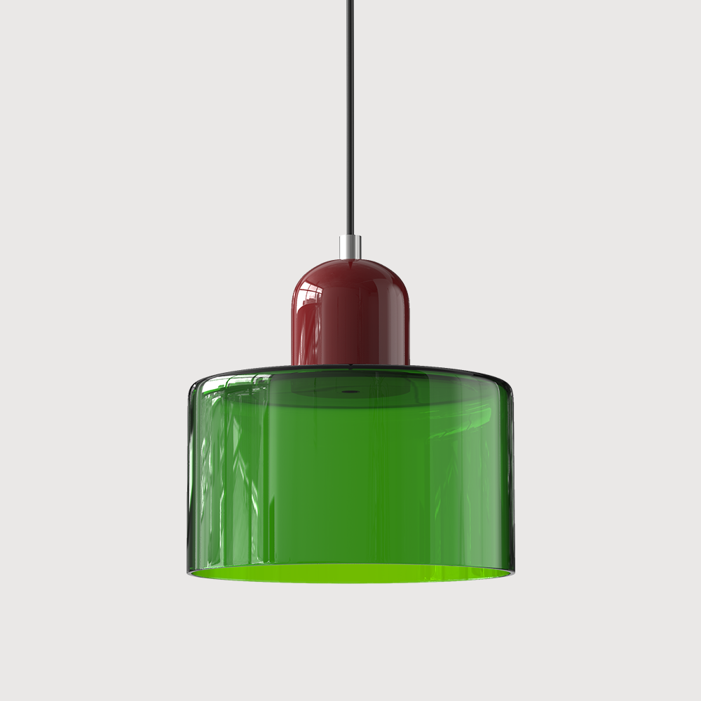 Geometric Glass Pendant Light, Colored Bauhaus Shade, Kitchen Island Lamp