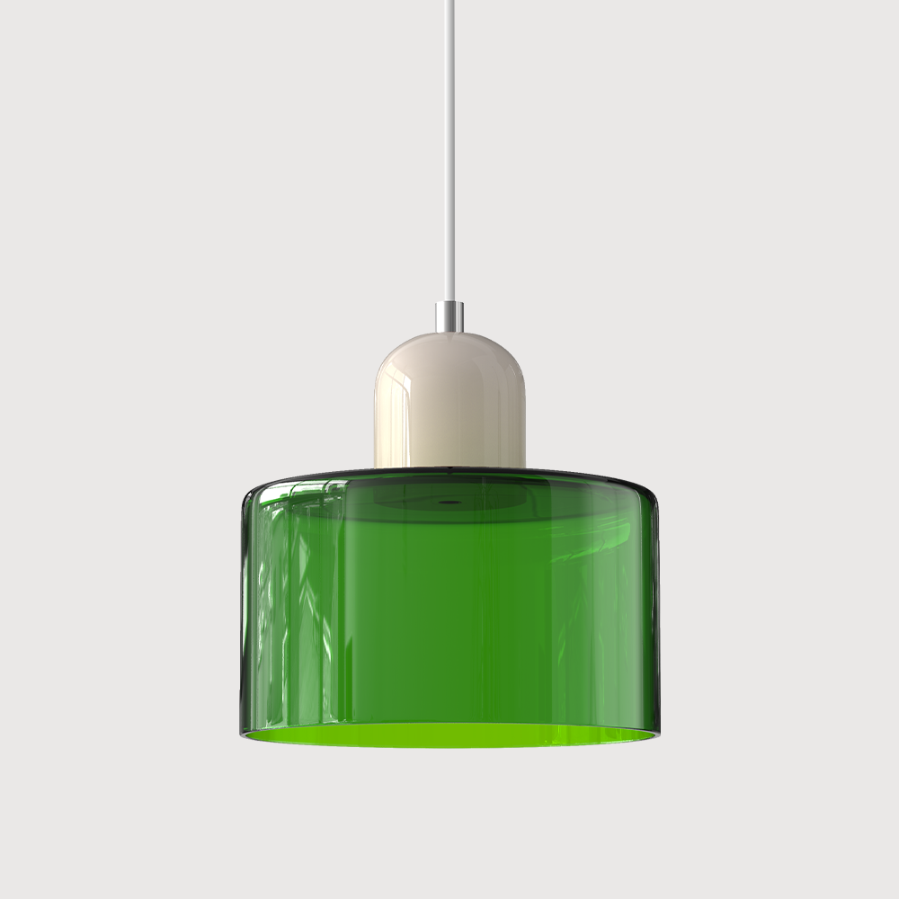 Geometric Glass Pendant Light, Colored Bauhaus Shade, Kitchen Island Lamp
