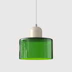Geometric Glass Pendant Light, Colored Bauhaus Shade, Kitchen Island Lamp