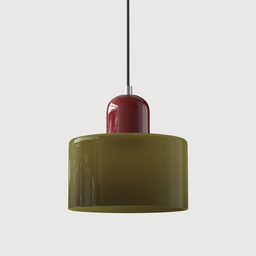 Geometric Glass Pendant Light, Colored Bauhaus Shade, Kitchen Island Lamp