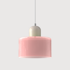 Geometric Glass Pendant Light, Colored Bauhaus Shade, Kitchen Island Lamp
