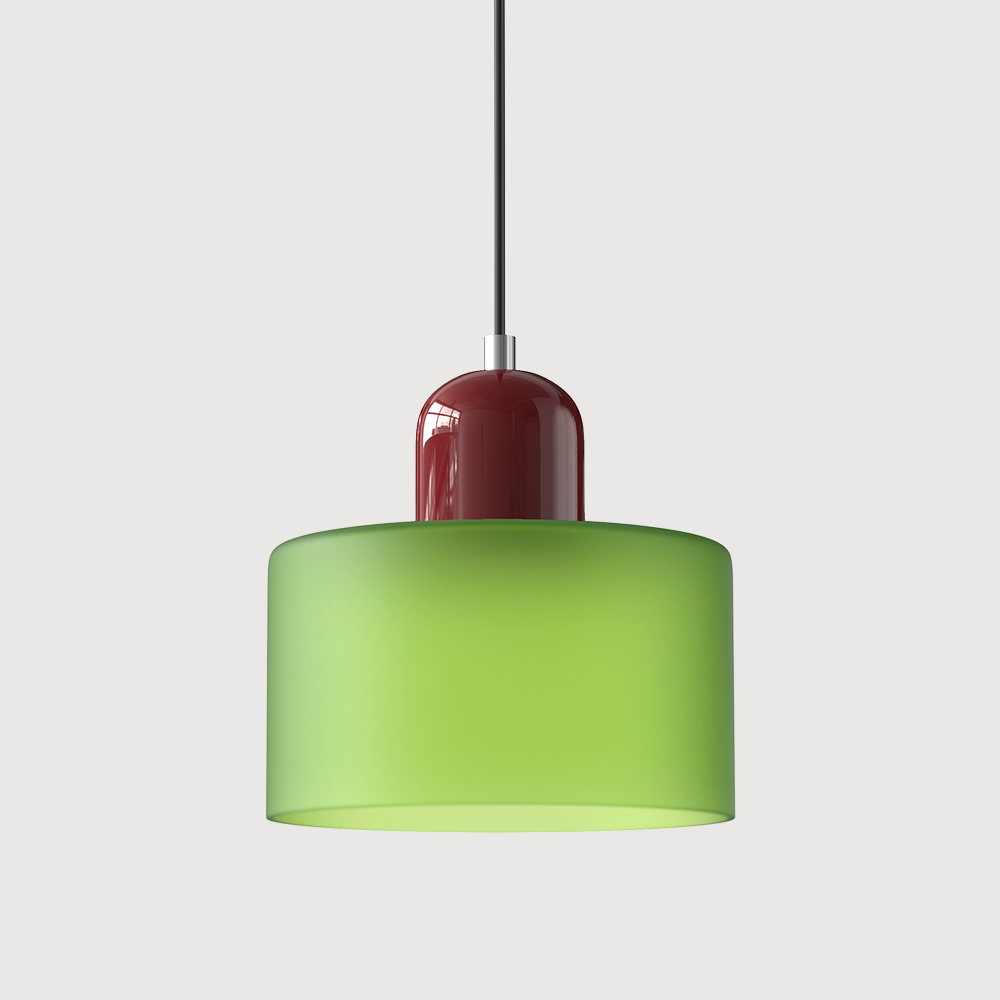 Geometric Glass Pendant Light, Colored Bauhaus Shade, Kitchen Island Lamp