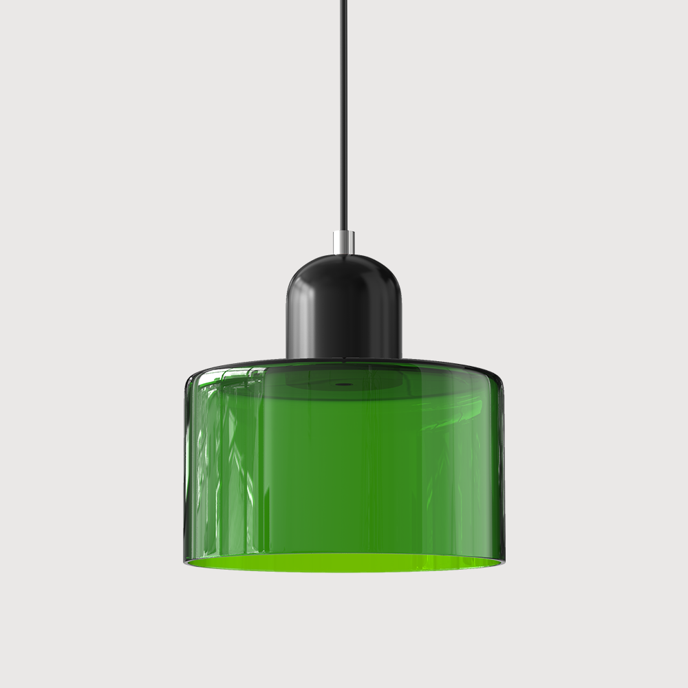 Geometric Glass Pendant Light, Colored Bauhaus Shade, Kitchen Island Lamp