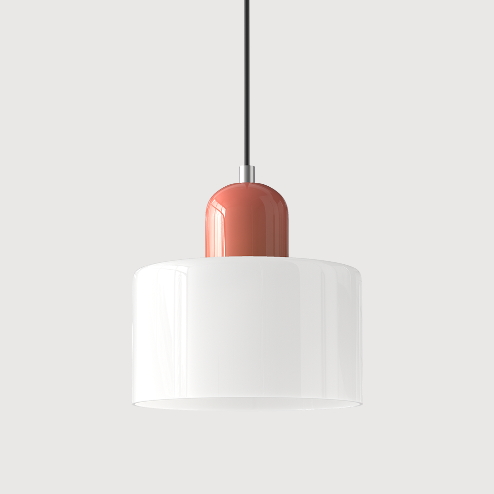 Geometric Glass Pendant Light, Colored Bauhaus Shade, Kitchen Island Lamp