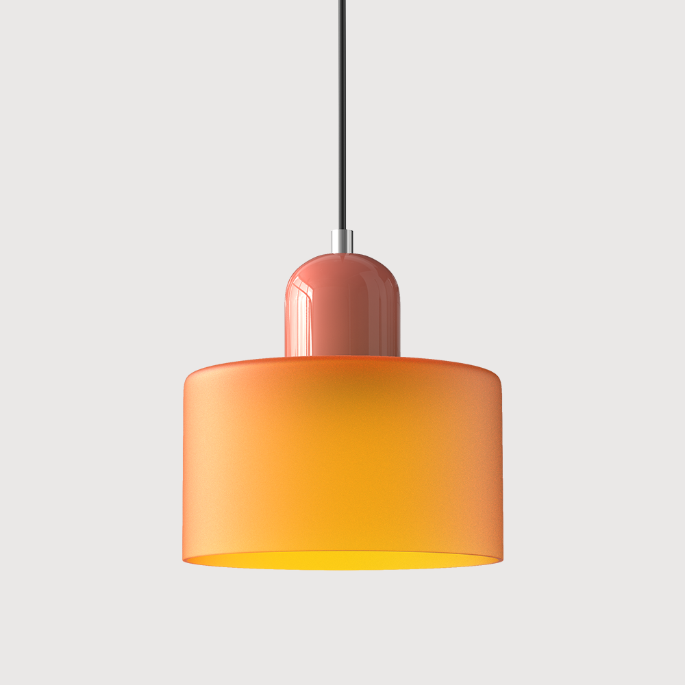 Geometric Glass Pendant Light, Colored Bauhaus Shade, Kitchen Island Lamp