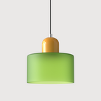 Geometric Glass Pendant Light, Colored Bauhaus Shade, Kitchen Island Lamp
