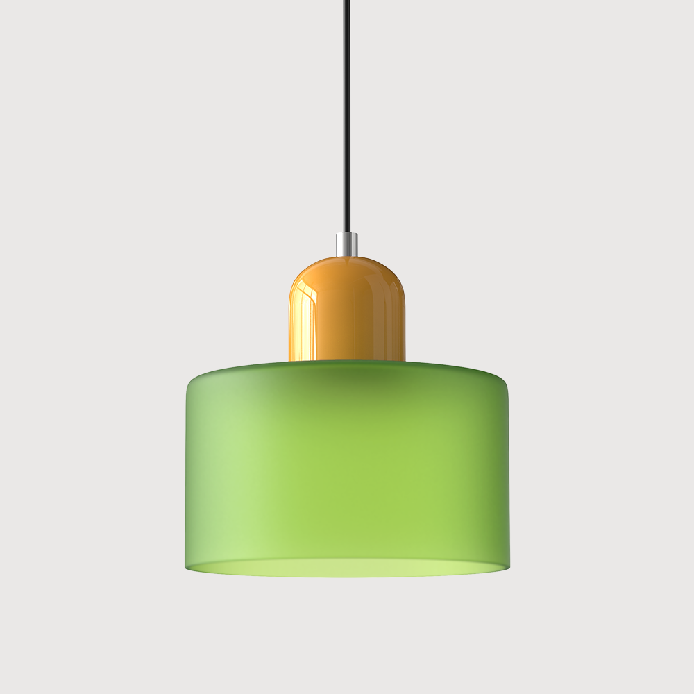 Geometric Glass Pendant Light, Colored Bauhaus Shade, Kitchen Island Lamp