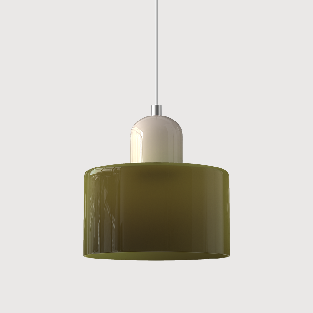 Geometric Glass Pendant Light, Colored Bauhaus Shade, Kitchen Island Lamp