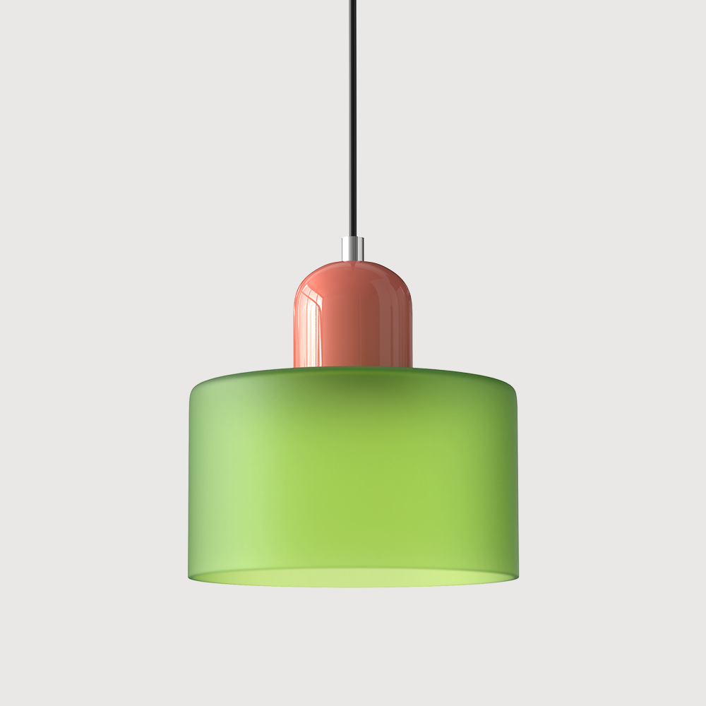 Geometric Glass Pendant Light, Colored Bauhaus Shade, Kitchen Island Lamp