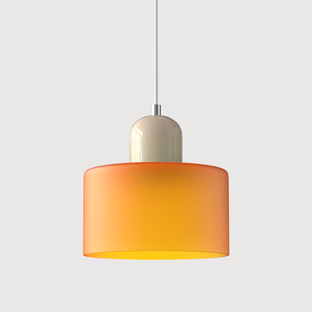 Geometric Glass Pendant Light, Colored Bauhaus Shade, Kitchen Island Lamp