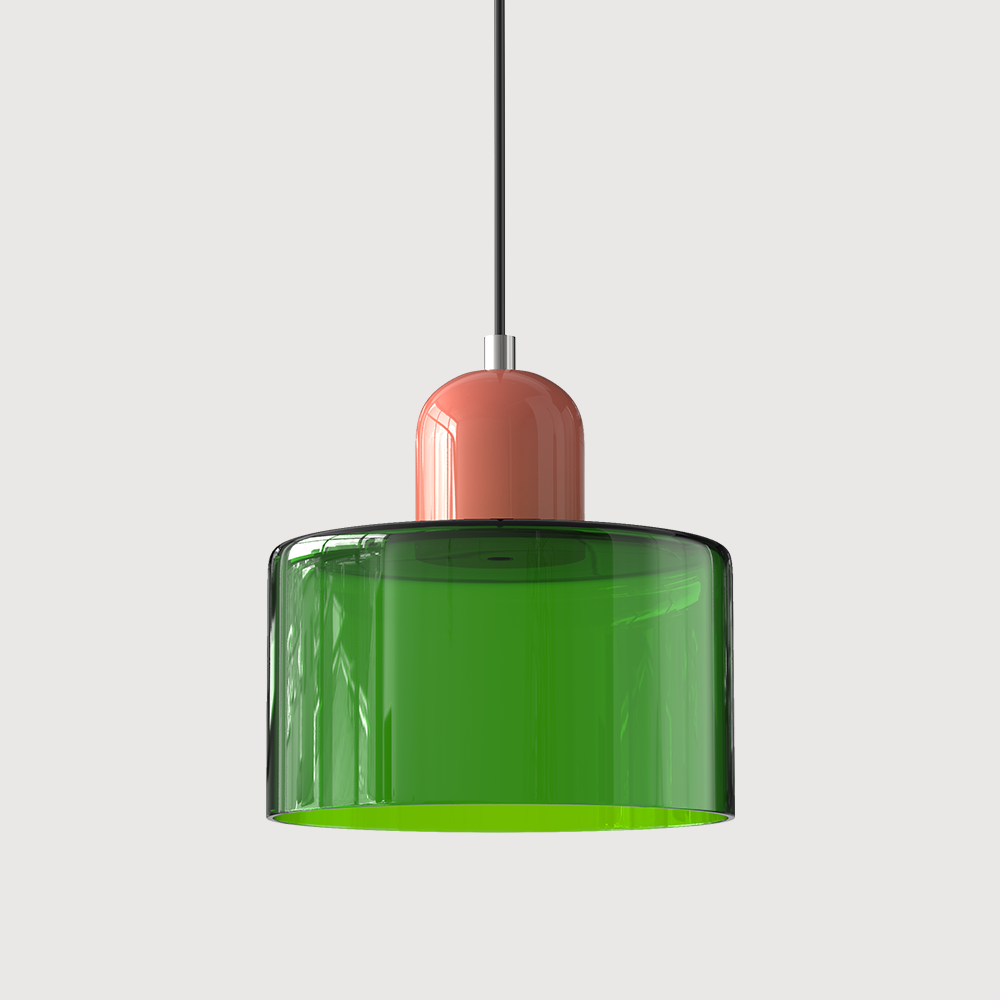 Geometric Glass Pendant Light, Colored Bauhaus Shade, Kitchen Island Lamp