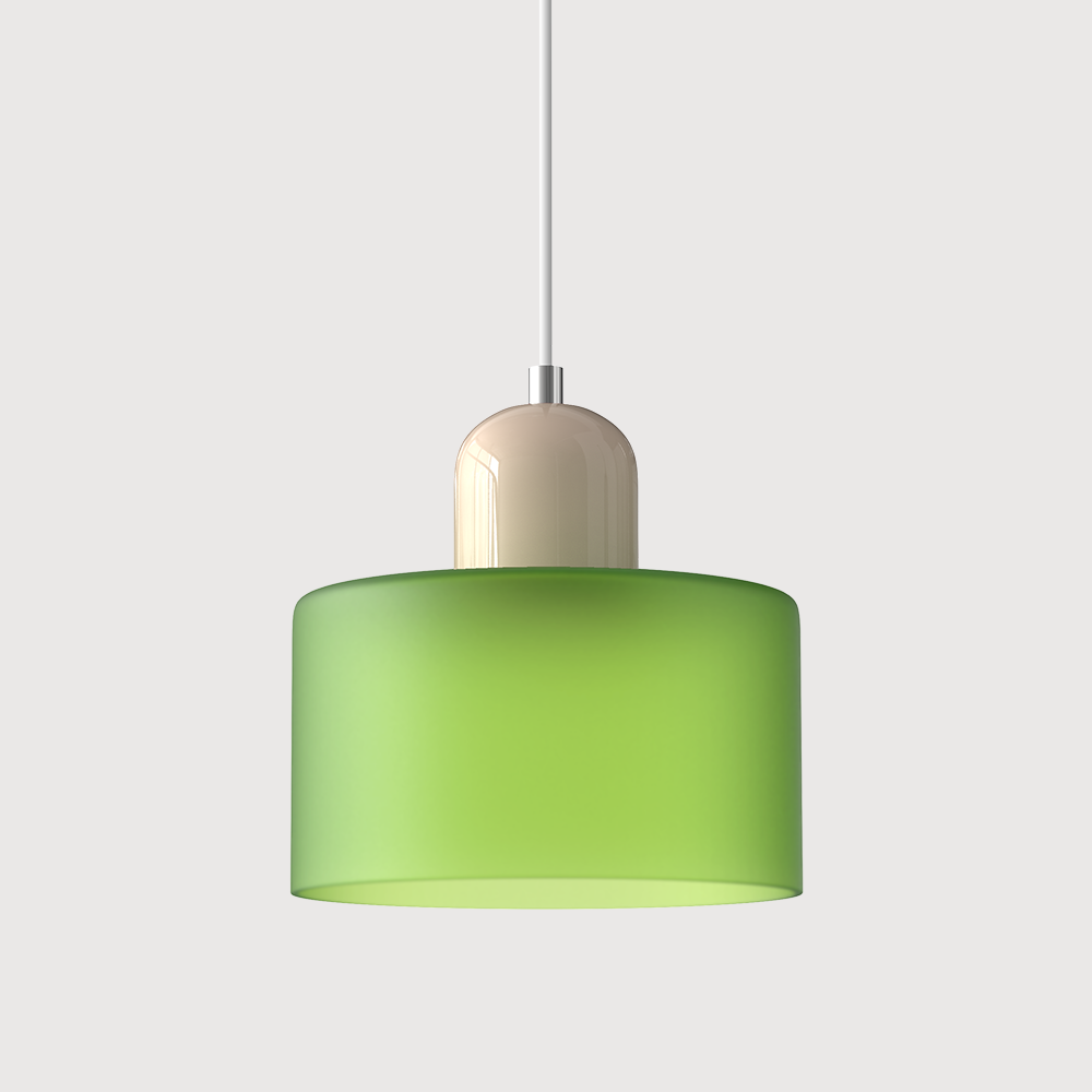 Geometric Glass Pendant Light, Colored Bauhaus Shade, Kitchen Island Lamp