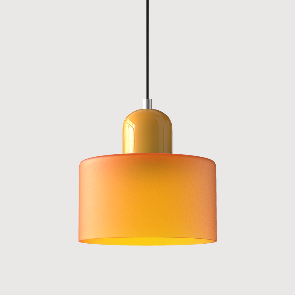 Geometric Glass Pendant Light, Colored Bauhaus Shade, Kitchen Island Lamp