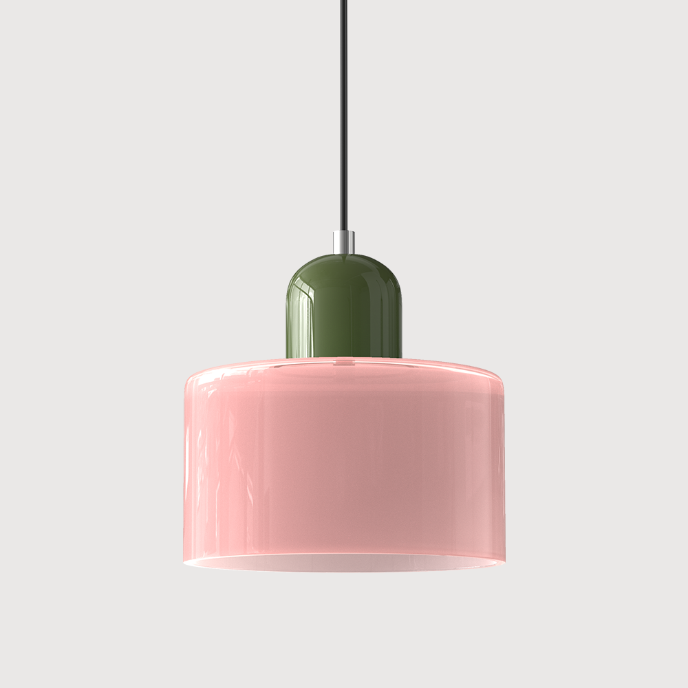 Geometric Glass Pendant Light, Colored Bauhaus Shade, Kitchen Island Lamp