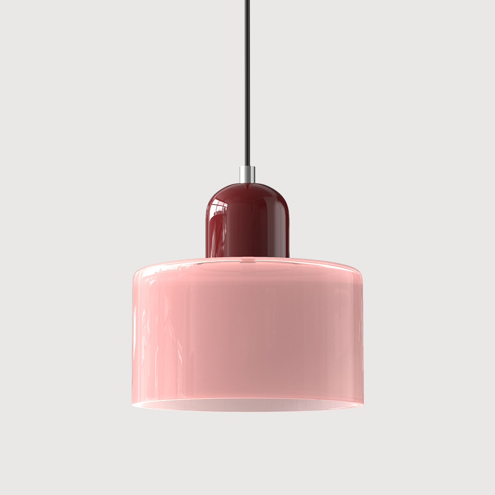Geometric Glass Pendant Light, Colored Bauhaus Shade, Kitchen Island Lamp