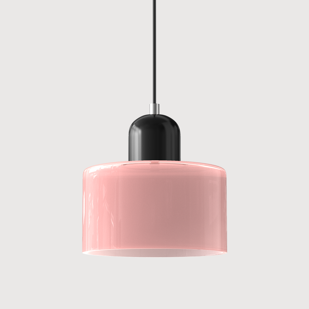 Geometric Glass Pendant Light, Colored Bauhaus Shade, Kitchen Island Lamp