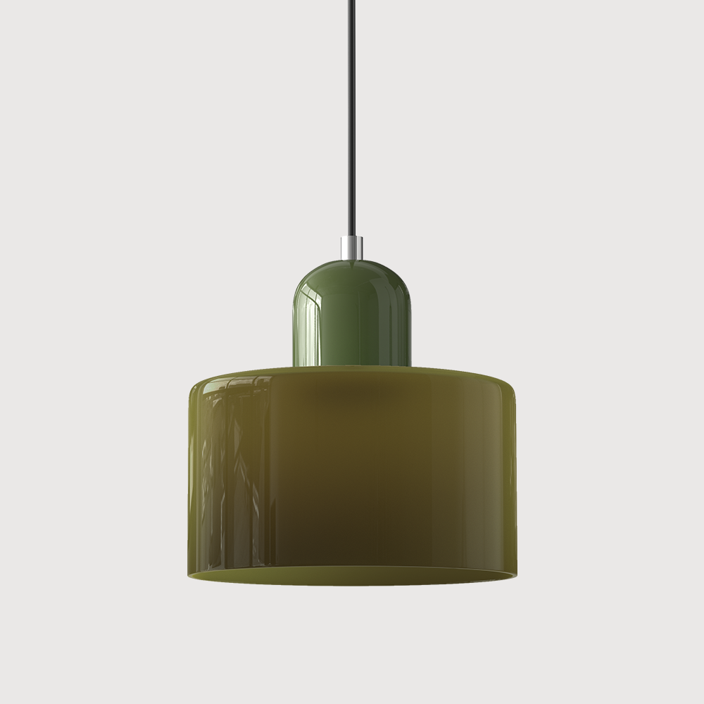 Geometric Glass Pendant Light, Colored Bauhaus Shade, Kitchen Island Lamp