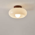Flush Mount Ceiling Light, Cream Glass Shade, Modern Warm LED, Bedroom