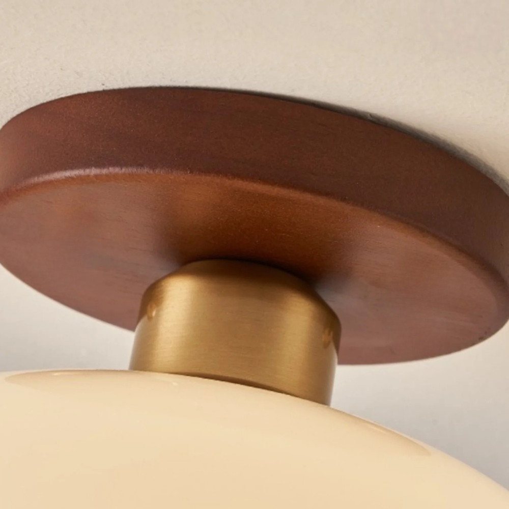 Flush Mount Ceiling Light, Cream Glass Shade, Modern Warm LED, Bedroom