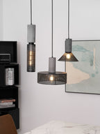 Concrete Pendant Light, Industrial Cement Ceiling Lamp, Black Grey, Kitchen