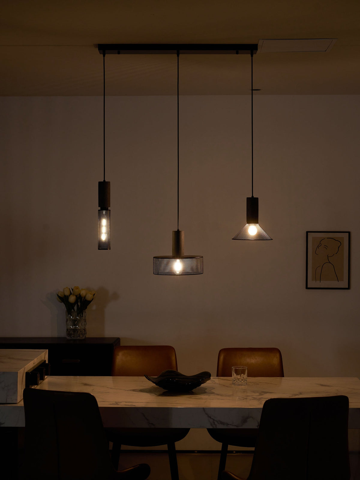 Concrete Pendant Light, Industrial Cement Ceiling Lamp, Black Grey, Kitchen