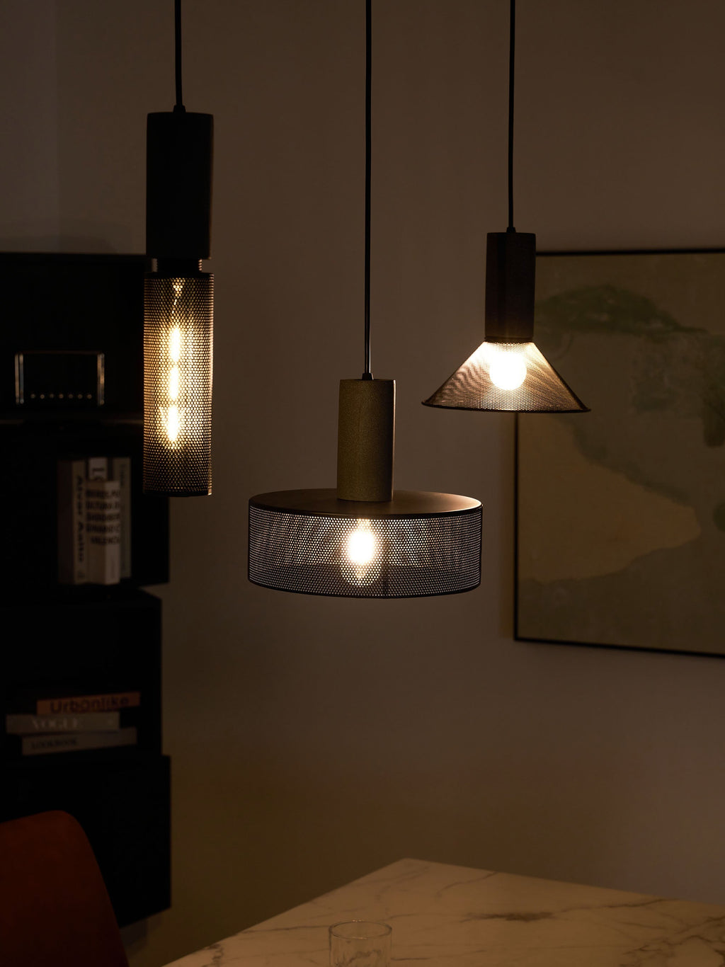 Concrete Pendant Light, Industrial Cement Ceiling Lamp, Black Grey, Kitchen