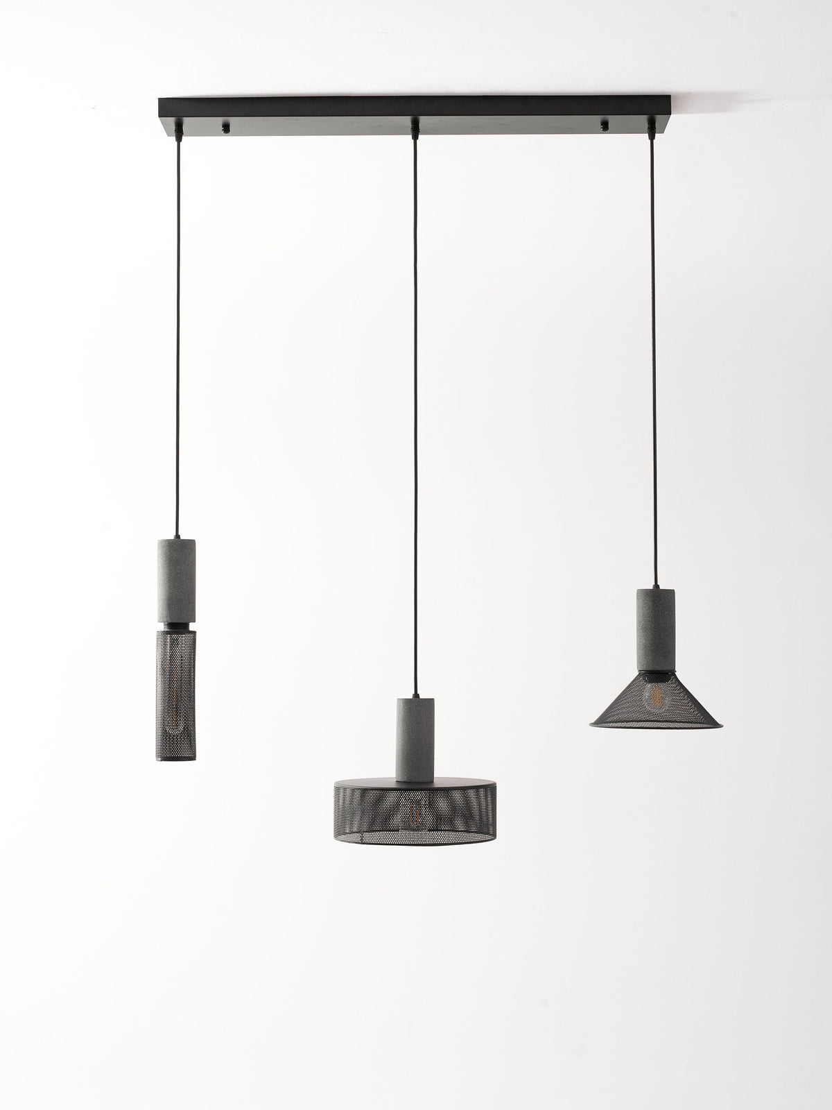 Concrete Pendant Light, Industrial Cement Ceiling Lamp, Black Grey, Kitchen