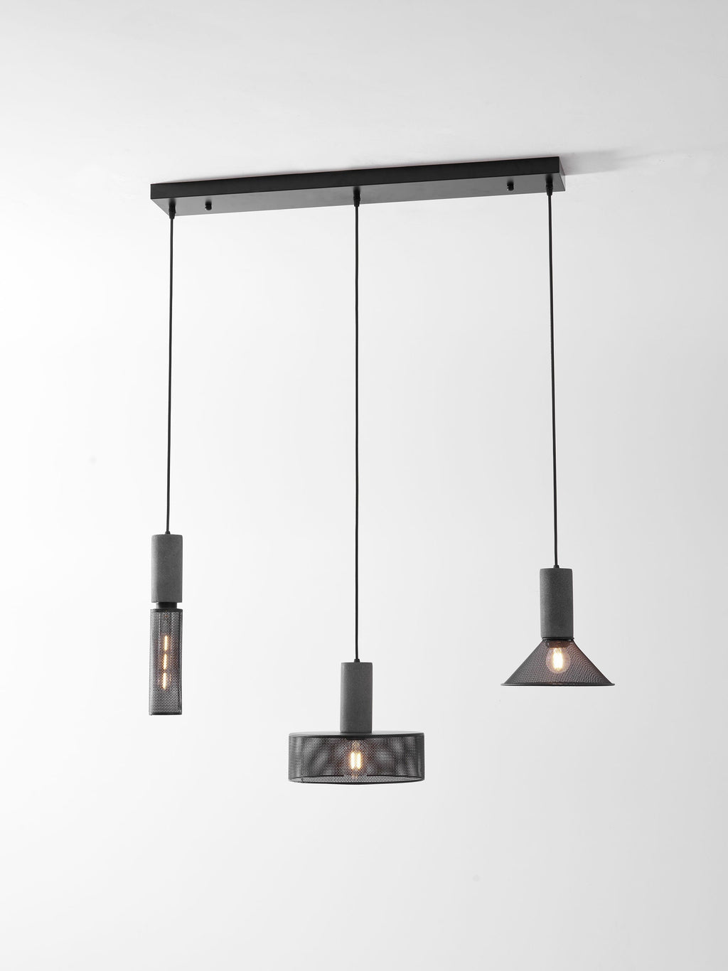 Concrete Pendant Light, Industrial Cement Ceiling Lamp, Black Grey, Kitchen