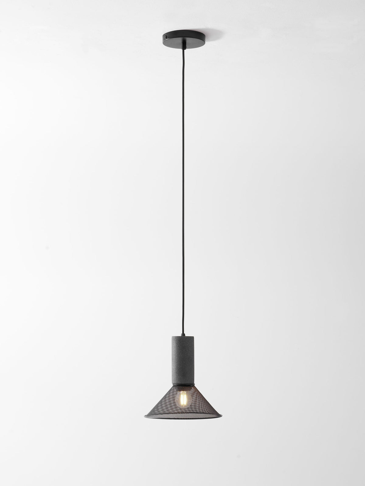 Concrete Pendant Light, Industrial Cement Ceiling Lamp, Black Grey, Kitchen