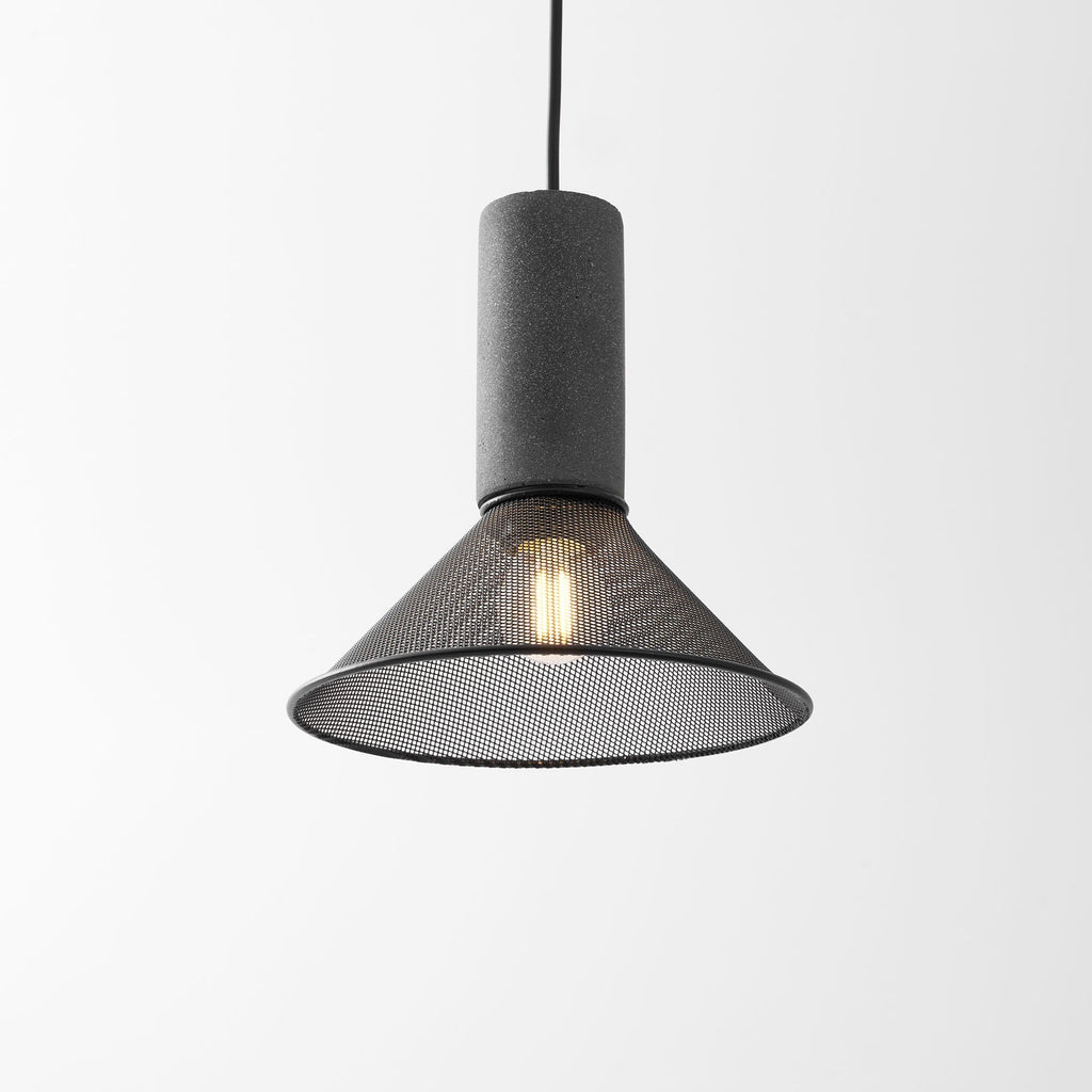 Concrete Pendant Light, Industrial Cement Ceiling Lamp, Black Grey, Kitchen