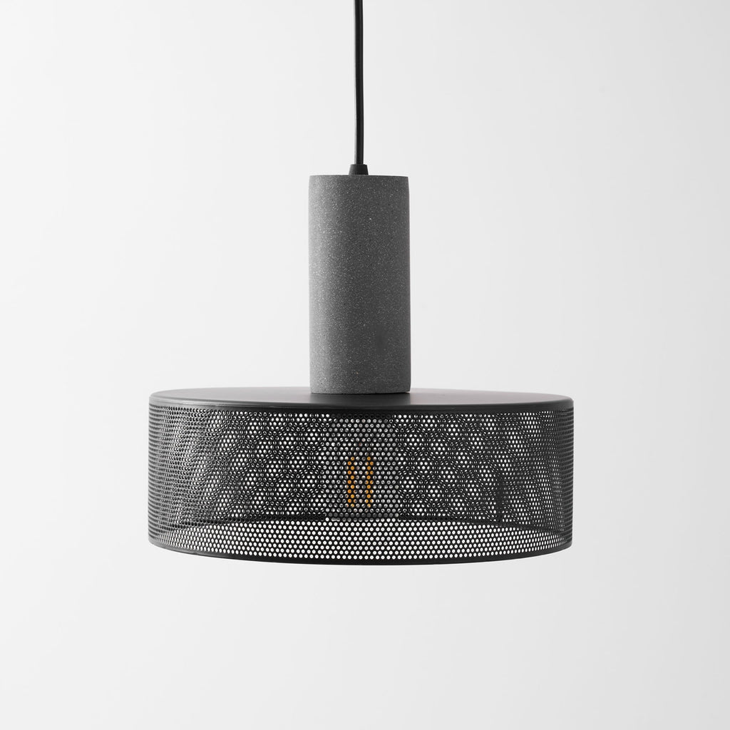 Concrete Pendant Light, Industrial Cement Ceiling Lamp, Black Grey, Kitchen