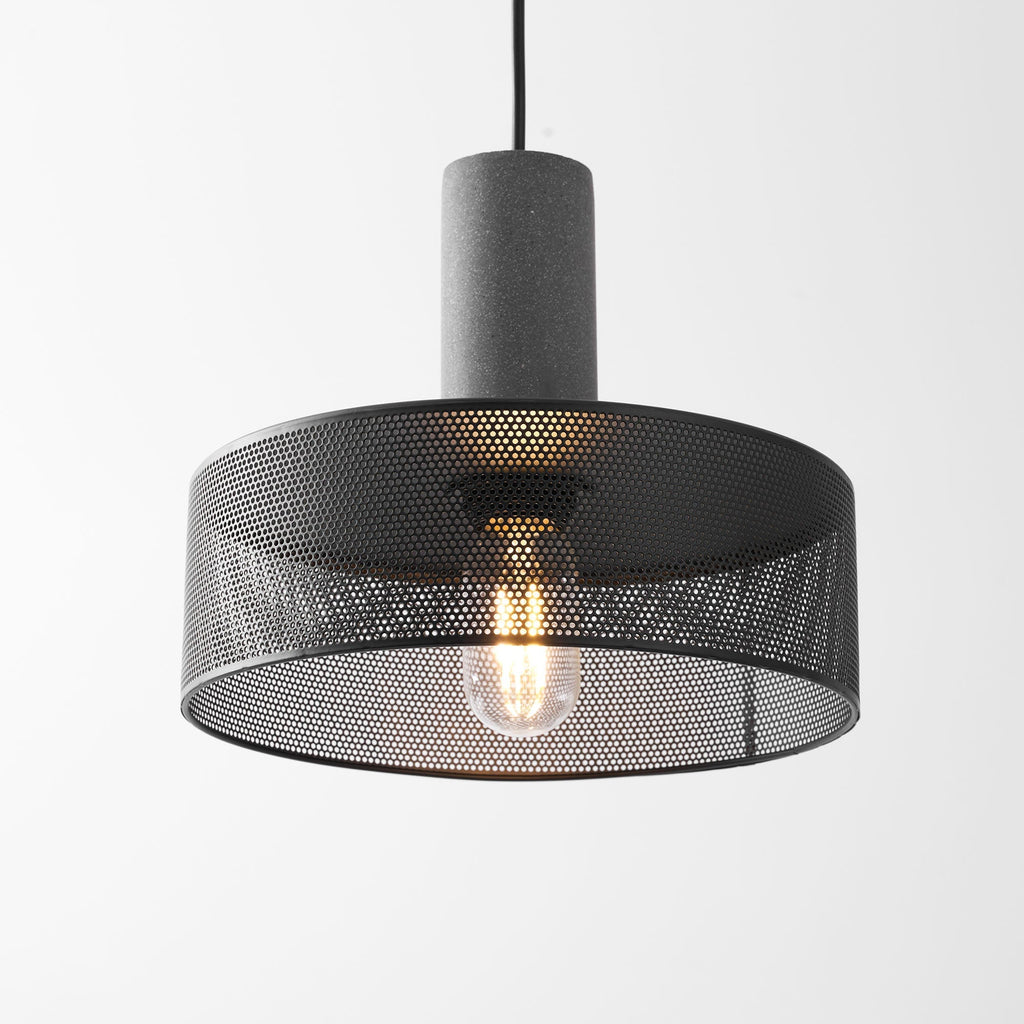 Concrete Pendant Light, Industrial Cement Ceiling Lamp, Black Grey, Kitchen