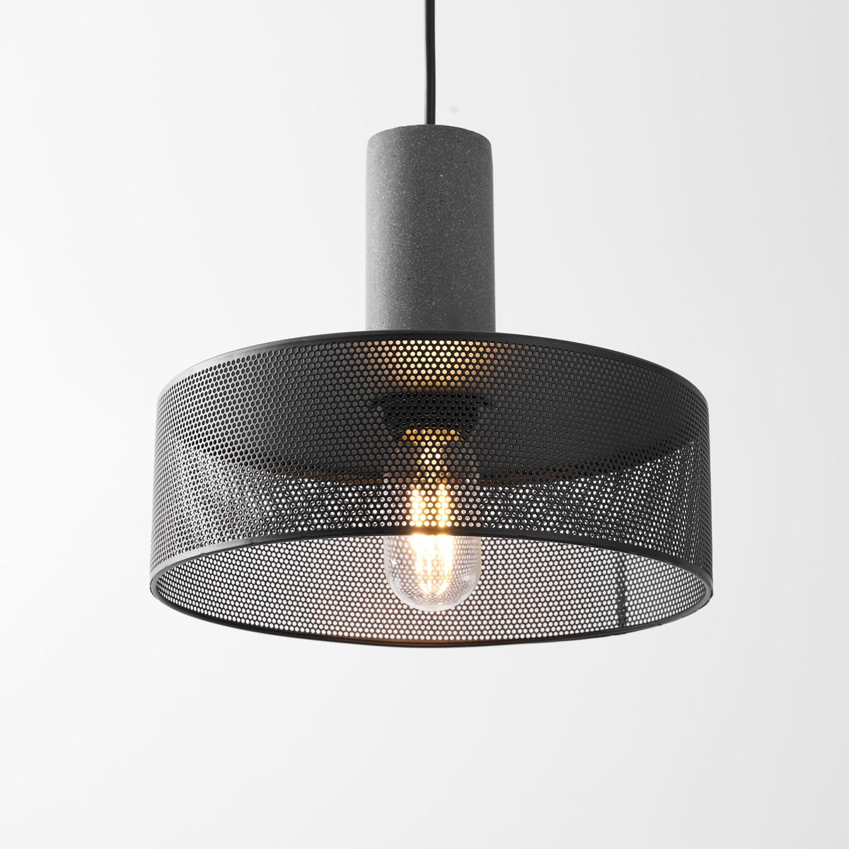 Concrete Pendant Light, Industrial Cement Ceiling Lamp, Black Grey, Kitchen