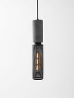 Concrete Pendant Light, Industrial Cement Ceiling Lamp, Black Grey, Kitchen