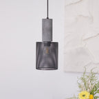 Concrete Pendant Light, Industrial Cement Ceiling Lamp, Black Grey, Kitchen