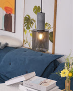 Concrete Pendant Light, Industrial Cement Ceiling Lamp, Black Grey, Kitchen