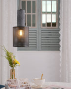 Concrete Pendant Light, Industrial Cement Ceiling Lamp, Black Grey, Kitchen