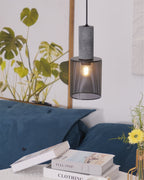 Concrete Pendant Light, Industrial Cement Ceiling Lamp, Black Grey, Kitchen