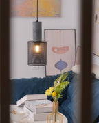 Concrete Pendant Light, Industrial Cement Ceiling Lamp, Black Grey, Kitchen