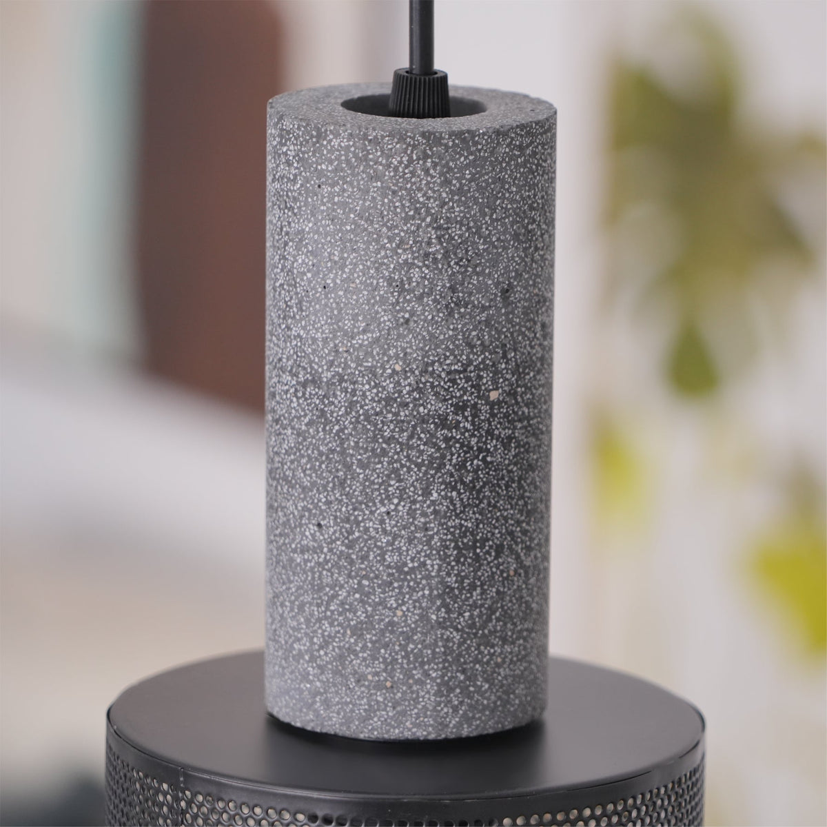 Concrete Pendant Light, Industrial Cement Ceiling Lamp, Black Grey, Kitchen