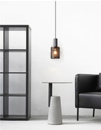 Concrete Pendant Light, Industrial Cement Ceiling Lamp, Black Grey, Kitchen